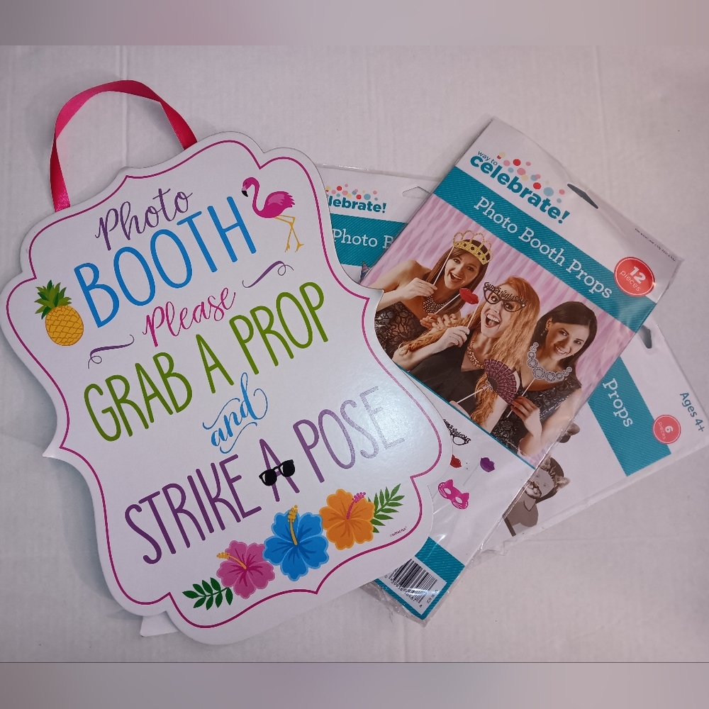 Party Photo Booth Props Crowns Hats Glasses Ears Lips Noses Kitty Sticks